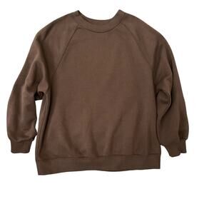 Brown Oversized Sweatshirt Crew Neck Cotton Blend Brown Women's Size S NWOT